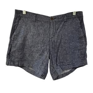 Old Navy Everyday Shorts blue cotton linen chambray denim classics pockets sz 6